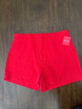 NWT SPANX Bright Red Pull-On Shorts M